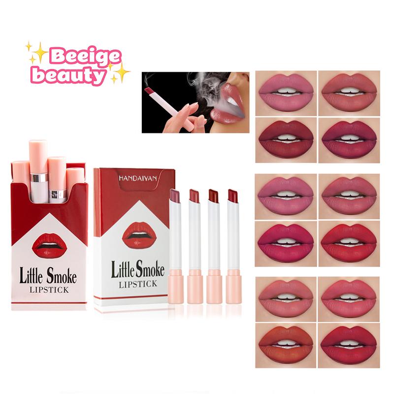 4 Pac Tube Cigarette Lipstick  Little Cigarette Lipstick Set  Labiales Mate Velvet Lipstick Moisturizer & Smooth  Red Lip Stain Long Lasting 24 Hours Waterproof Lip Tinet