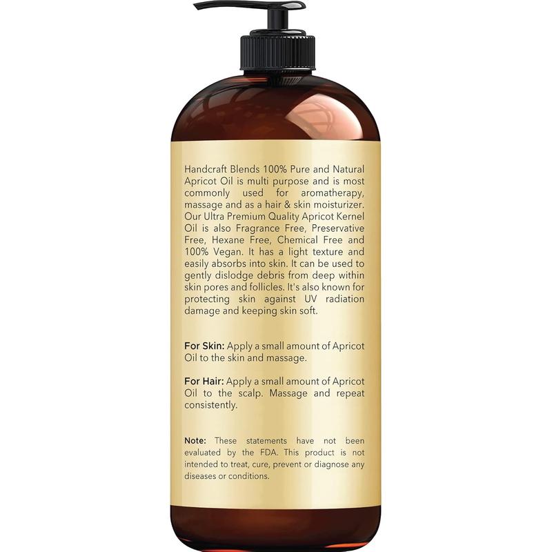 Handcraft Blends Apricot Kernel Oil - 16 Fl Oz - 100% Pure and Natural - Premium Grade Oil for Skin and Hair - Carrier Oil - Hair and Body Oil - Massage Oil - Cold-Pressed and Hexane-Free Handcraft Blends Handcraft Blends