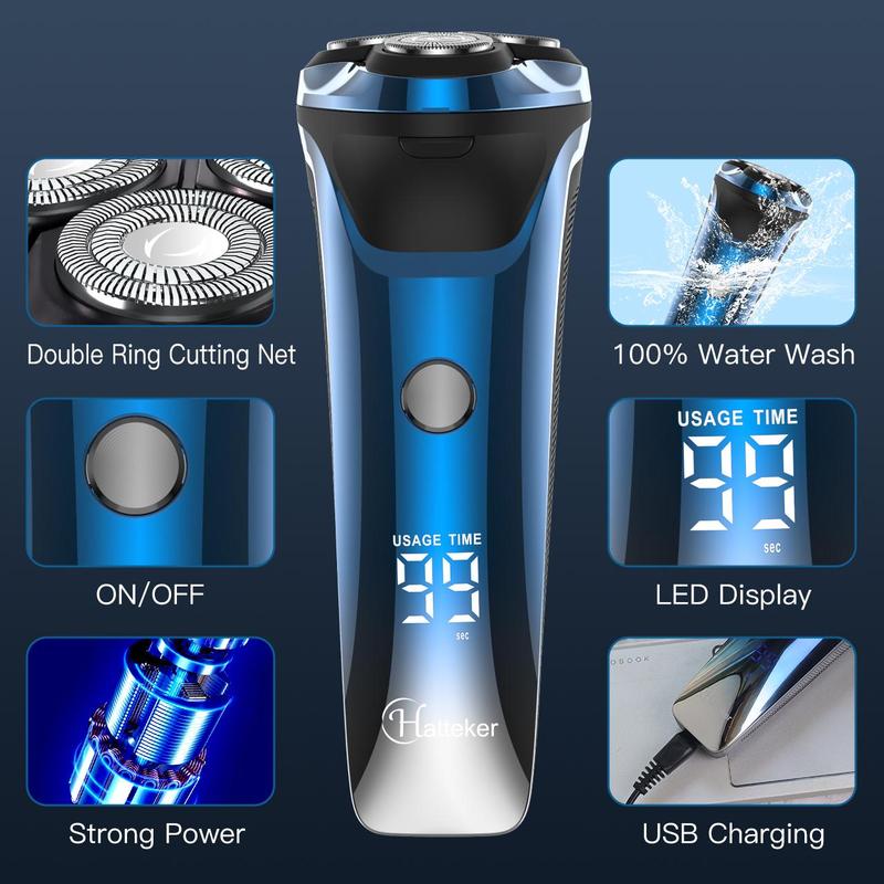 Electric Shaver, 1 Count Waterproof Rotary Shaver, Cordless Electric Razor, Safety Razor for Men, Men's Grooming Tool