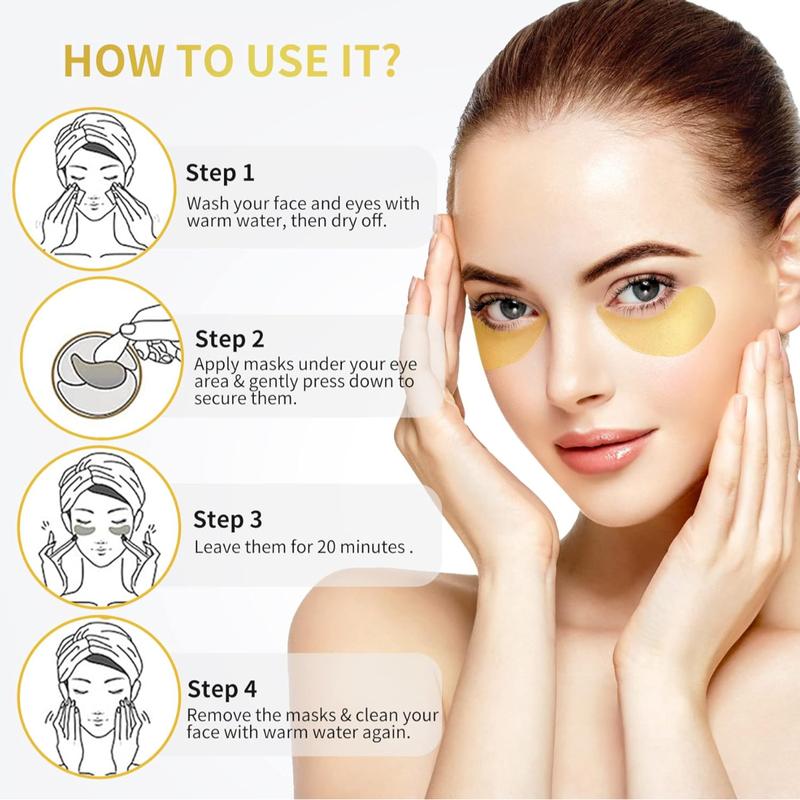 Under Eye Patches - 30 Pairs - 24K Gold Eye Mask- Puffy Eyes & Dark Circles Treatments, Reduce Under Eye Bags and Smooth Wrinkles, Skin Care Pads