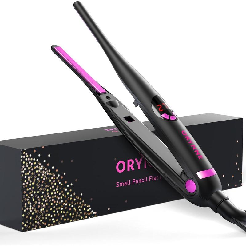 Small Flat Irons for Short Hair, 5s Ultra Fast Heat Up Pencil Flat Iron, Negative Ions Mini Flat Iron for Edges, 3 10'' Travel Mini Hair Straightener with Digital Temp Control, Easy to Use