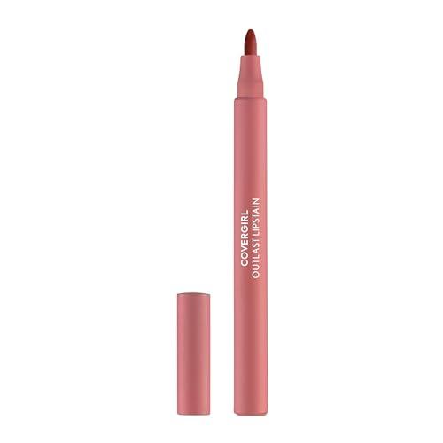 COVERGIRL Outlast, 10 Sugey Girl, Lipstain, Smooth Application, Precise Pen-Like Tip, Transfer-Proof, Satin Stained Finish, Vegan Formula, 0.06oz Lipstick Makeup Cosmetic