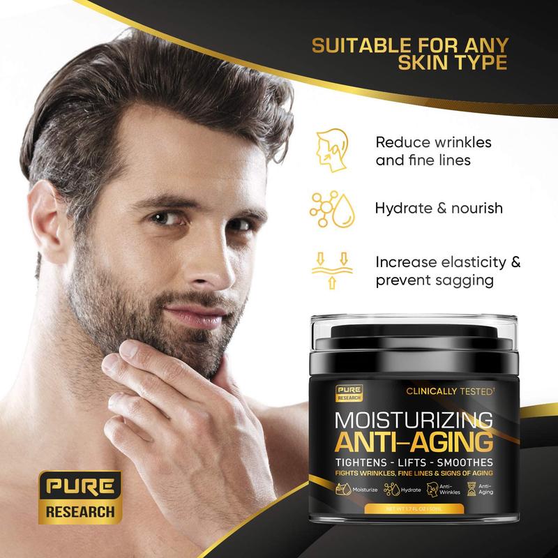 Men's Face Cream Moisturizer - Anti-Aging Cream For Men, Collagen, Retinol & Hyaluronic Acid - Day & Night - Facial Skin Care- Anti Wrinkle 1.7 oz