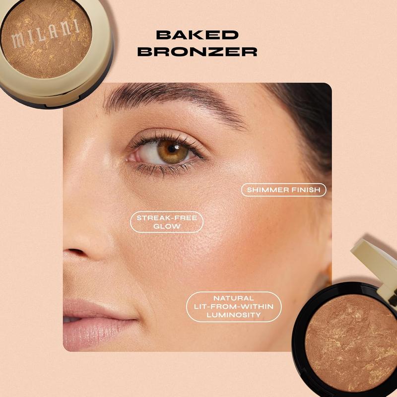 Milani Baked Bronzer - Glow, Cruelty-Free Shimmer Bronzing Powder to Use For Contour Makeup, Highlighters Makeup, Bronzer Makeup