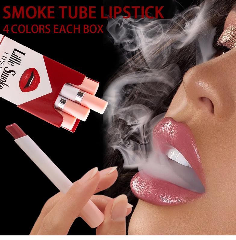 4 Pac Tube Cigarette Lipstick  Little Cigarette Lipstick Set  Labiales Mate Velvet Lipstick Moisturizer & Smooth  Red Lip Stain Long Lasting 24 Hours Waterproof Lip Tinet