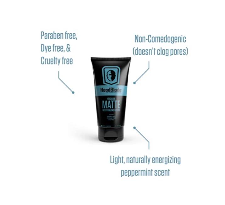 HeadBlade HeadLube Matte Moisturizer Lotion for Men (5 oz) - Leaves Head Smooth and Grease-Free, free Head Shaving Experience - Stay Refreshed and Hydrated with this Specially Designed Head Moisturize Aftershave Aloe