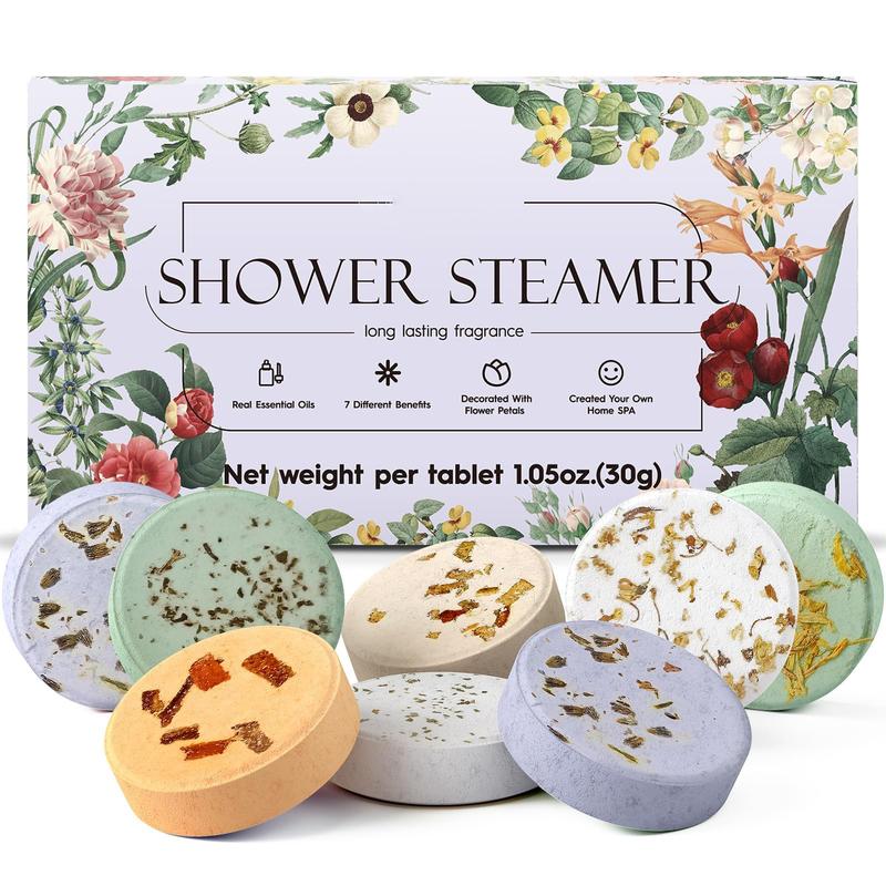 8-Pack Lavender Shower Steamers - Aromatherapy Gifts for Women, Men, Moms, Girls & Teens - Natural Essential Oil Shower Bombs for Home Spa, Self-Care, Relaxation & Stress Relief - Perfect Birthday & Stocking Stuffer Gifts