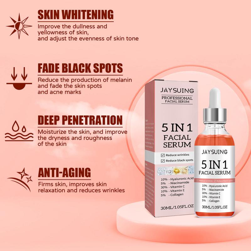 JAYSUING 5 In 1 Facial Serum Hydrates And Nourishes The Skin Moisturizing Skincare