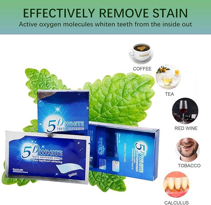 Teeth Whitening Strips for Teeth Sensitive, Non-Slip Enamel-Safe Strips, for Smoking Coffee Soda Wine Stain, 28 Strips 14 Treatments Oral Gentle Deep Cleaning