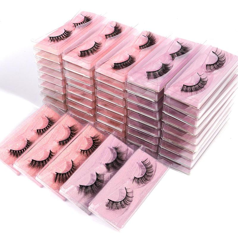 5 Styles Natural Cross Full False Eyelashes Lash Clusters, 50 Pairs Fluffy Slim Faux Cluster Lashes, Volumized False Eyelashes for Women and Girls Eye Makeup Enhancement