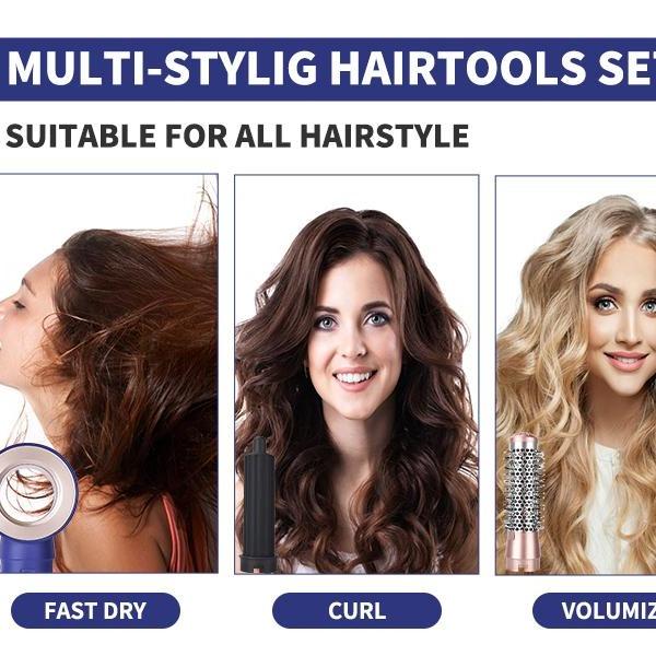 Styler, 5 in-1 Professional Interchange Hair Dryer Brush 110,000 RPM Brushless BLDC Motor Ionic Hot Air Brush Volumizing and Shape, Prussian Blue