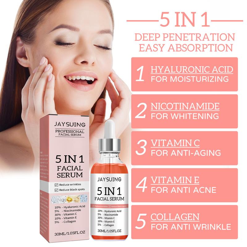 JAYSUING 5 In 1 Facial Serum Hydrates And Nourishes The Skin Moisturizing Skincare