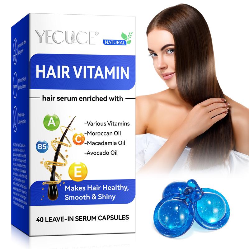 YECUCE Hair Vitamin - No Rinse with Argan Macadamia Avocado Oils - Vitamins A C E Pro B5 - Conditioner for Women & Men（40PCS）