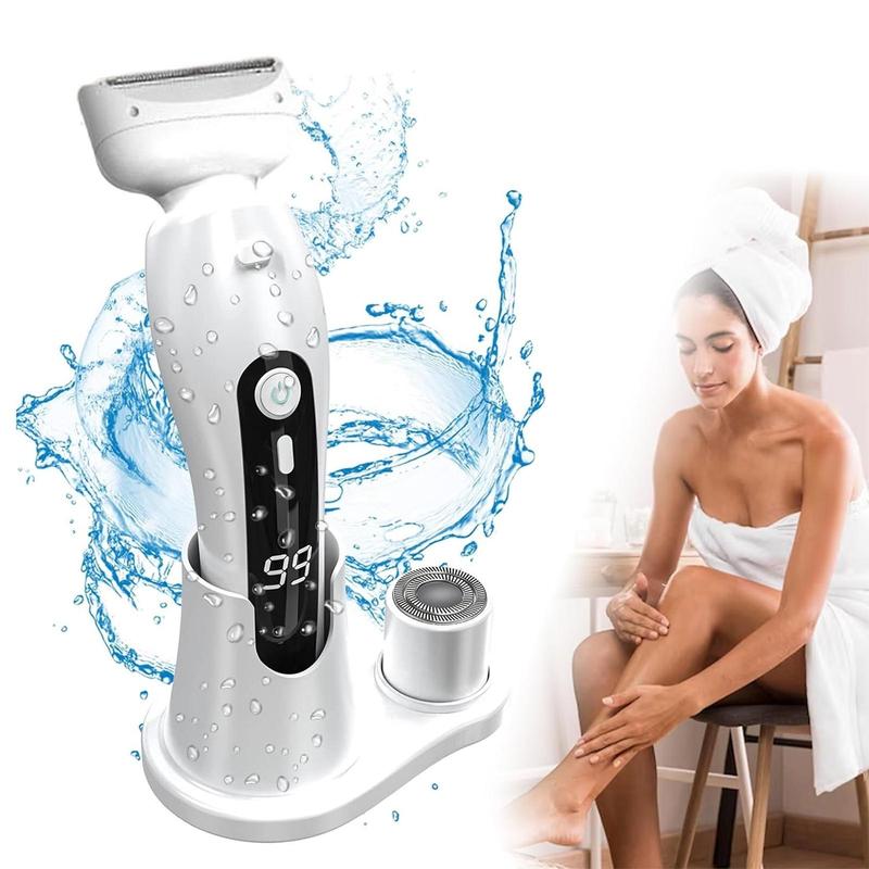 Multifunctional Electric Shaver, 1 Set Waterproof Wet & Dry Use Electric Shaver with Replacement Heads, Body Hair Trimmer for Women, Christmas Gift