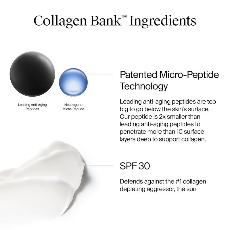 Neutrogena Collagen Bank Face Moisturizer with SPF 30 Sunscreen, Daily Anti-Aging Face & Neck Collagen Cream with Micro-Peptides & SPF to Support & Protect Skin’s Natural Collagen, 2 fl oz