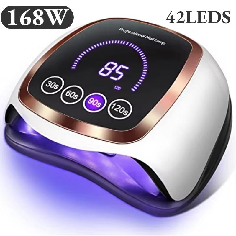 LED Nail Lamp 168W for Gel Nails Fast Curing Dryer with 42 LEDS 4 Timers Professional UV Light for Home Salon Nail Art Tools