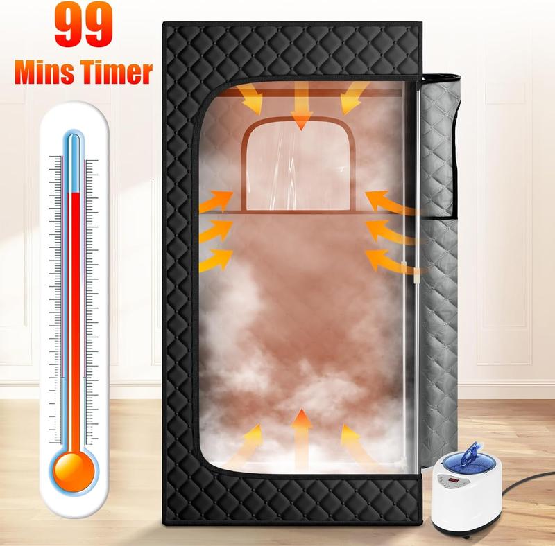 Portable Steam Sauna Box with 2.6L Steamer and 9 Levels for Home - Sauna Tent (2.6' x 2.6' x 5.9')