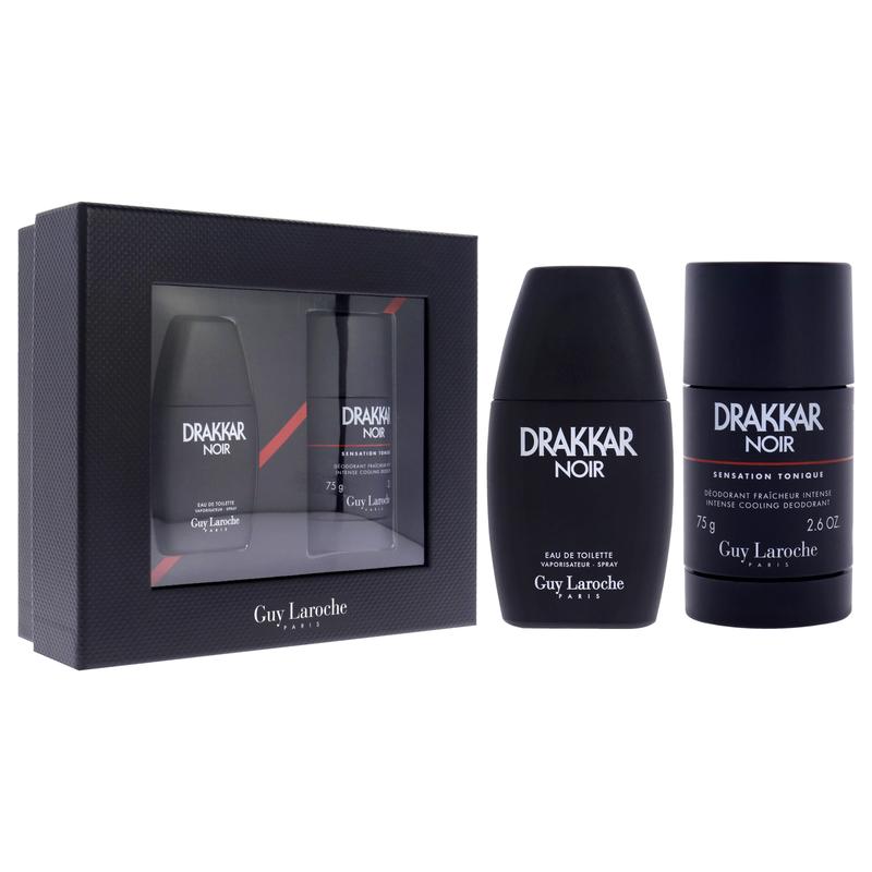 Drakkar Noir by Guy Laroche for Men - 2 Pc Gift Set 1oz EDT Spray, 2.6oz Deodorant Stick