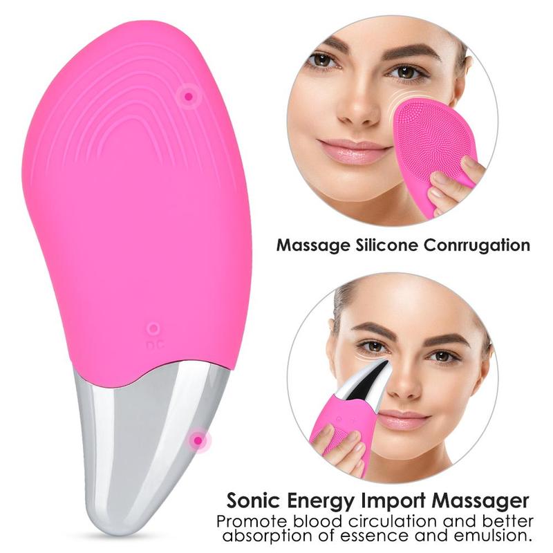 Mini Electric Facial Cleansing Brush Ultrasonic Silicone Face Cleaner Deep Pore Cleaning Face Skin Massager Cleaner Brush Device