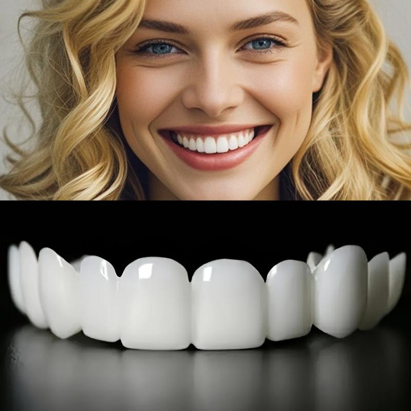 2pc 2 piece Flexible upper and lower dentures covered with perfect white veneers, comfortable fit, denture accessories suitable for men and women, whitening to enhance confidence