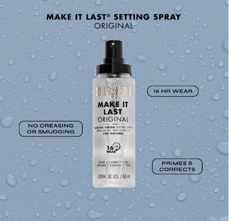 Milani Make It Last Setting Spray, Prime + Correct + Set, Natural Finish, 2.03 fl oz Flawless Long Lasting Makeup Niacinamide  Cosmetic Watermelon