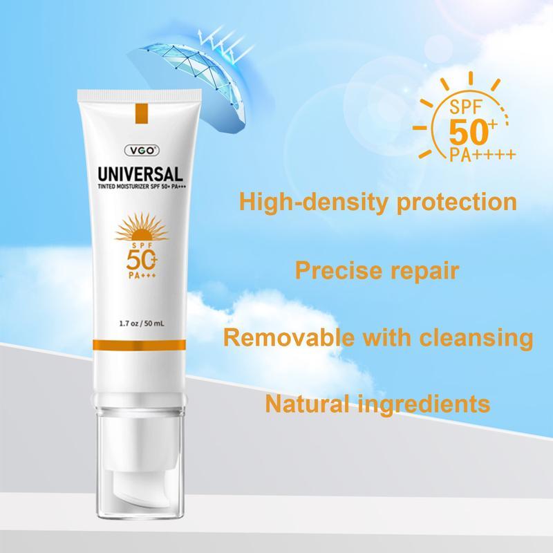 VGO-Universal Tinted Moisturizer SPF 50+ Earthy yellow liquid It can be used as foundation liquid-A Facial Skincare Sunscreen Squeeze Comfort Skin Repair