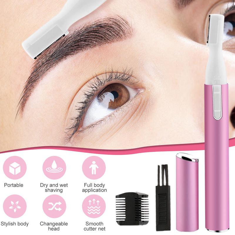 Eyebrow Trimmer Portable Eyebrow Shaper Painless Electric Eyebrow Razor for Women Men Battery-Operated Facial Hair Remover with Comb Reusable Eyebrow Hair Trimmer for Face Lips Armpit Leg Body