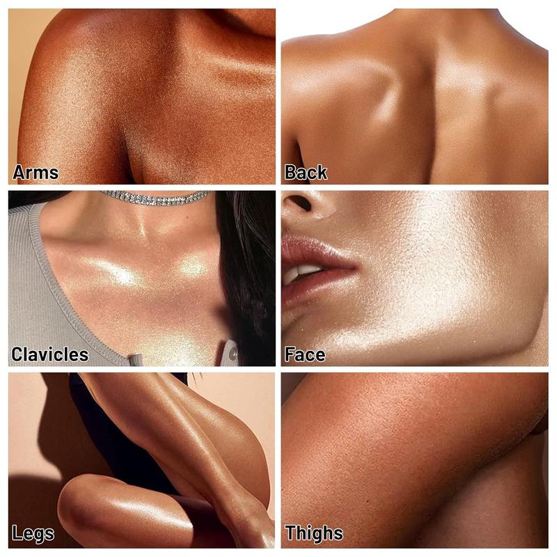 Body Shimmer Oil 100ml, Moisturizing Body Glow Glitter Oil, Waterproof Shimmering Body Luminizer Liquid Illuminator Highlighter, Tinted Shimmer Body Lotion Glowing Bronzer Makeup(Rose Gold)