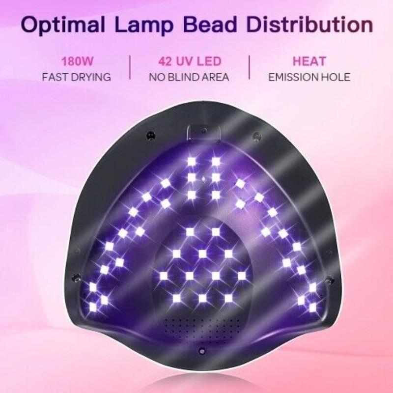 LED Nail Lamp 168W for Gel Nails Fast Curing Dryer with 42 LEDS 4 Timers Professional UV Light for Home Salon Nail Art Tools