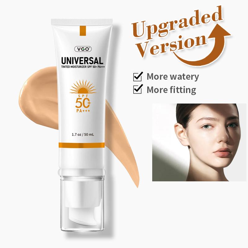 VGO-Universal Tinted Moisturizer SPF 50+ Earthy yellow liquid It can be used as foundation liquid-A Facial Skincare Sunscreen Squeeze Comfort Skin Repair