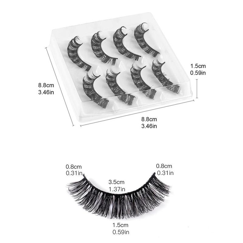 DD Curl-free Grafting 4 Pairs False Eyelashes, Multi-layer Daily Dense Curled Cross-shaped Curling Strip Lashes, Curl Fake Eyelashes for Women Eye Makeup