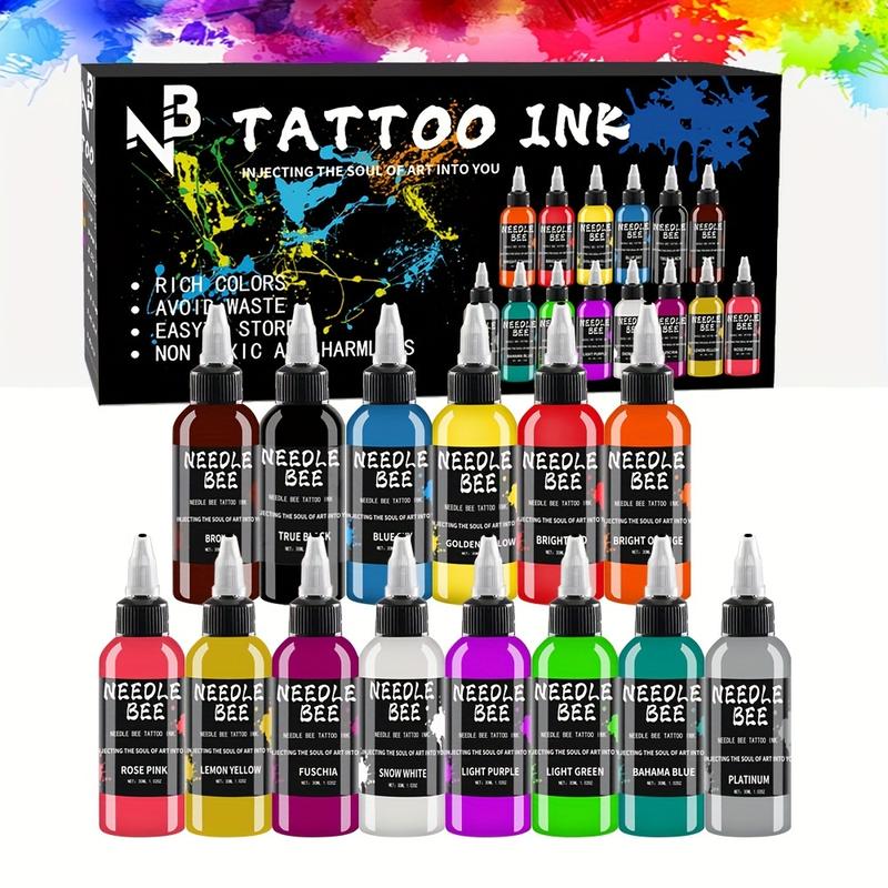 7 14 color 30ML (1.055oz) tattoo ink set, professional tattoo pigment set, long-lasting tattoo painting tattoo products, professional supply of body art tattoo ink