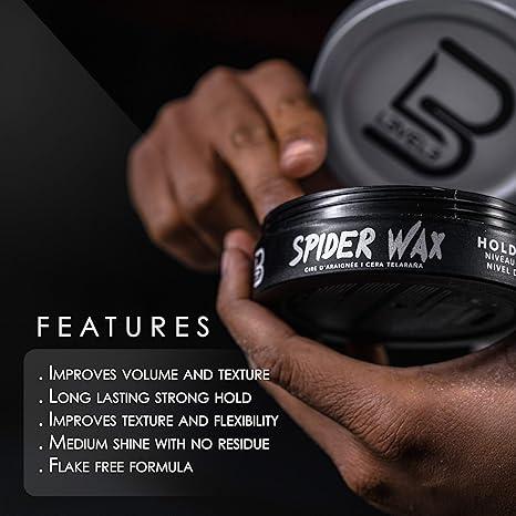 L3 Level 3 Spider Wax - Long Lasting and Strong Hold Improve your Hair Volume and Texture - Level Three Hair Wax for Men Gel Haircare