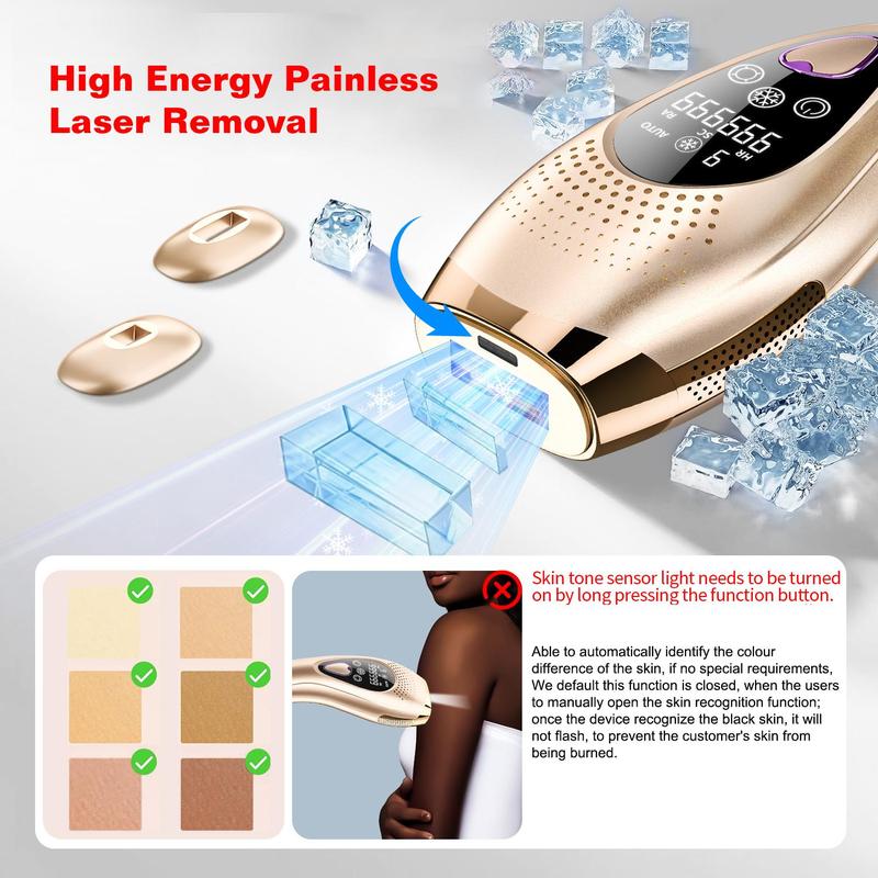 Laser Hair Removal Instrument, 1 Box Painless Mini Hair Removal Machine & Accessories, Electric Hair Removal Machine for Women & Men