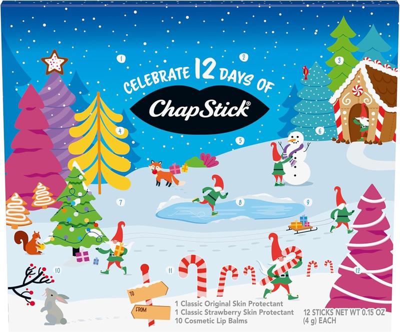 ChapStick 12 Days of Holiday Advent Calendar Lip Balm Gift Set - 0.15 Oz