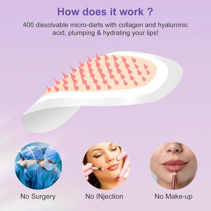 UNOISETION Lip Filler for Plumped Lips with 2 Packs, Instant & Long-Lasting Lip Patches For Woman with 30 Mins Lip Plumper Device with 400 Dissolvable Micro-darts Lip Mask