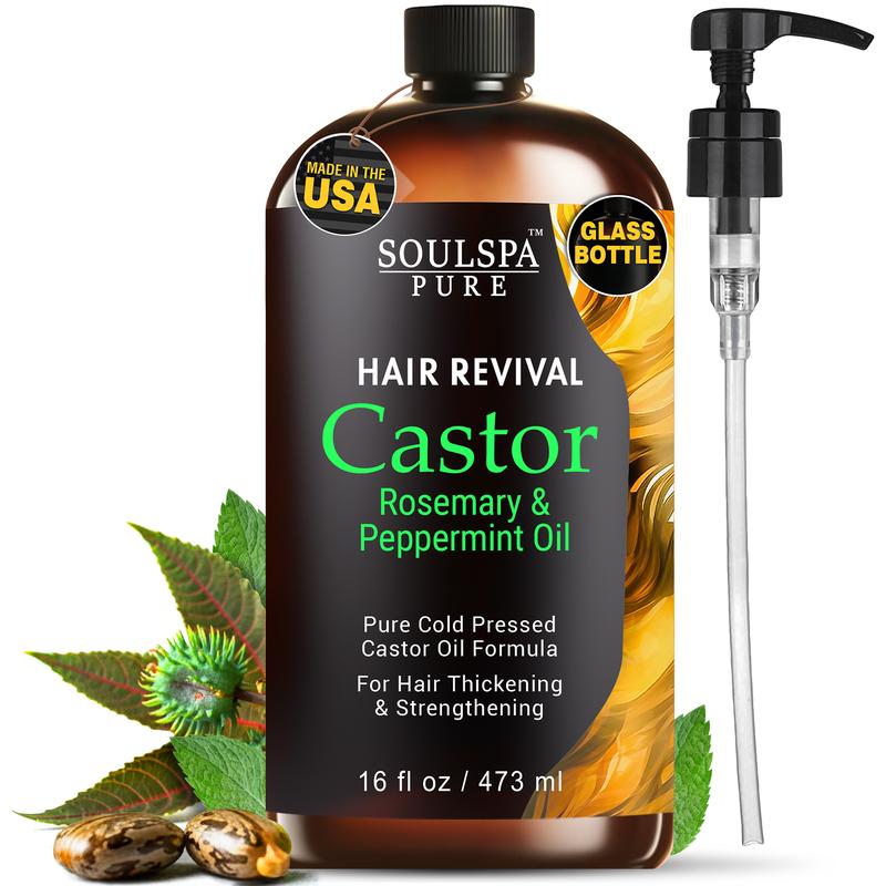 Hair Growth Oil - Natural Blend of Hair Oils for Growth with Castor, Rosemary, & Peppermint - Targets Dry, Damaged, Frizzy Hair & Dry Scalp - Promotes Thicker, Lusher Hair - 16 fl oz