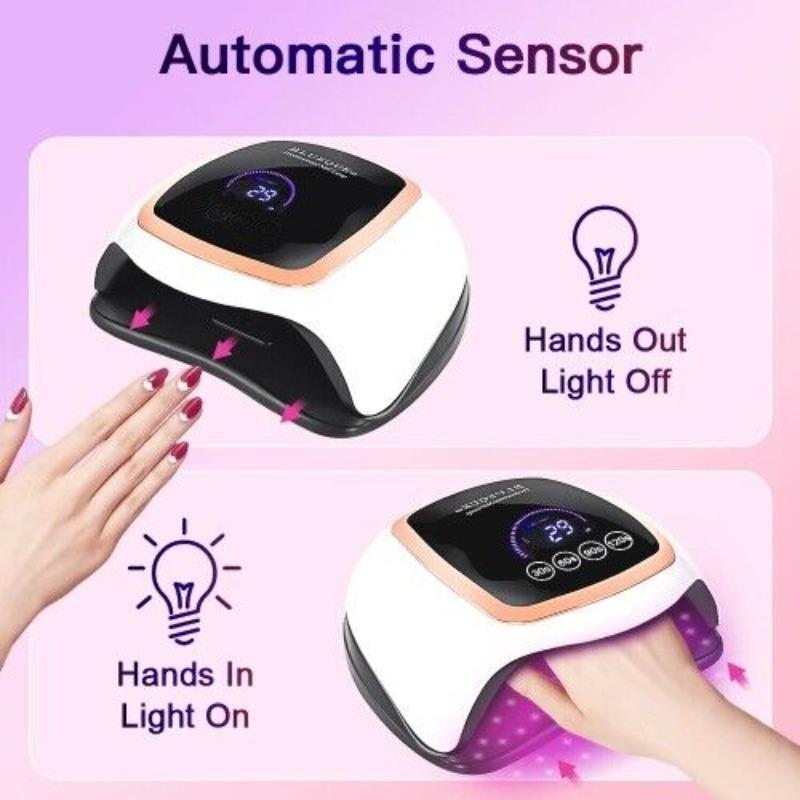 LED Nail Lamp 168W for Gel Nails Fast Curing Dryer with 42 LEDS 4 Timers Professional UV Light for Home Salon Nail Art Tools