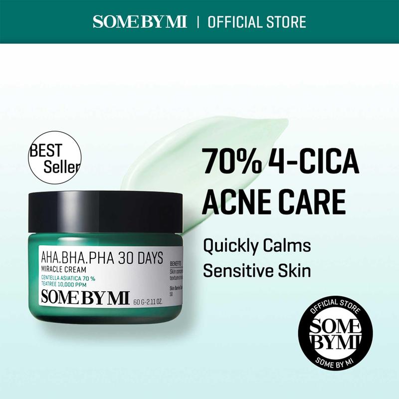 SOME BY MI AHA BHA PHA 30 Days Miracle Cream - 2.02Oz, 60ml - Made from Tea Tree Water for Sensitive Skin - Mild Face Moisturizer for Skincare Gentle