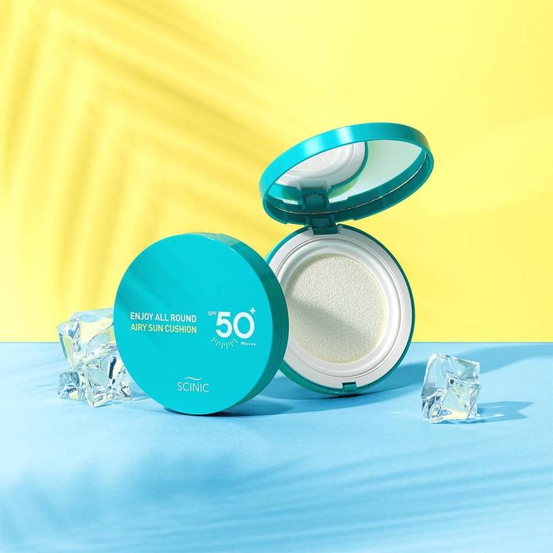 SCINIC Enjoy All Round Airy Sun Cushion EX SPF50+PA++++0.88oz (25g) | Cooling UV Protection & Natural Tone-up From Face To Body For All Family Members | Korean Skincare Concealer Foundation