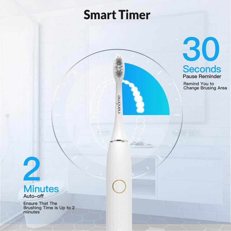 Nandme Sonic Electric Toothbrush for Adults - Rechargeable Electric Toothbrushes with 8 Brush Heads & Holder, Travel Case, Power Electric Toothbrush with Holder，3 Hours Charge for 120 Days electric toothbrush  Oral Waterproof