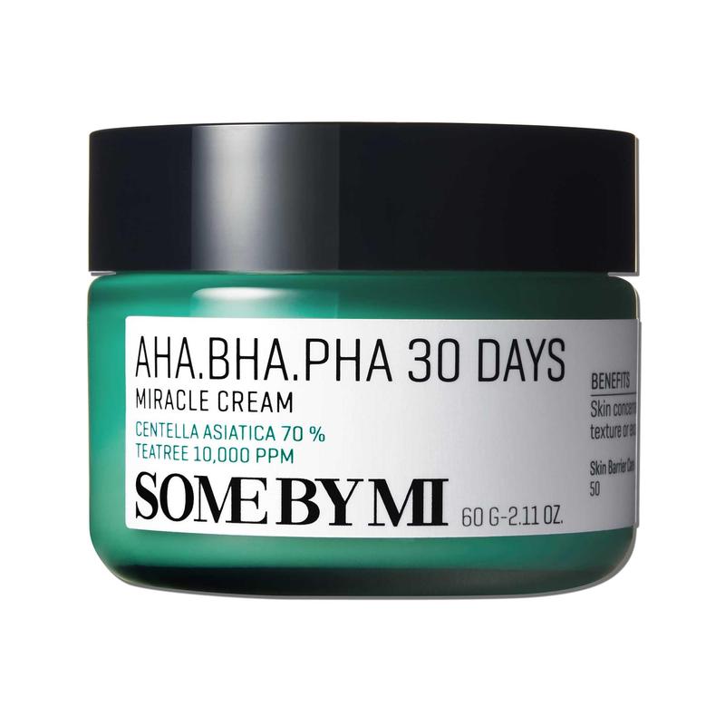 SOME BY MI AHA BHA PHA 30 Days Miracle Cream - 2.02Oz, 60ml - Made from Tea Tree Water for Sensitive Skin - Mild Face Moisturizer for Skincare Gentle