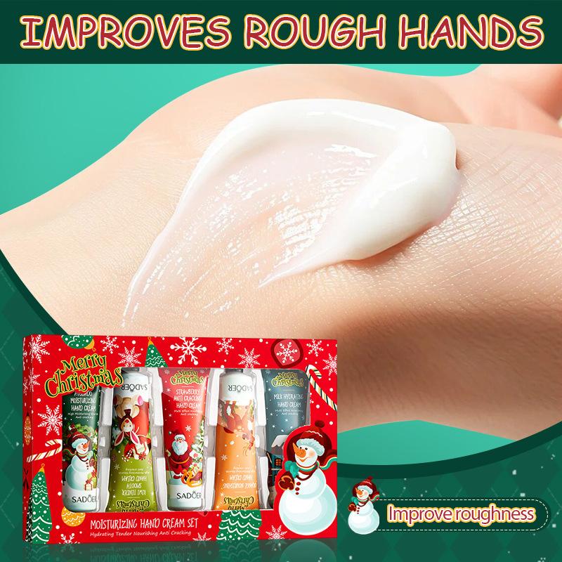 Hand cream moisturizing anti cracking hand cream, 5-piece Christmas gift box, 4-piece lipstick and gift box, 5-piece multi flavor Christmas hand cream and body cream