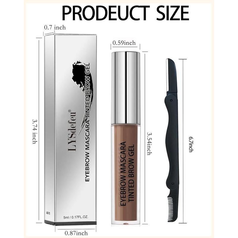 Waterproof Tinted Brow Gel- Long Lasting SmudgeProof Liquid Eyebrow Makeup, Eyebrow Mascara Tinted Brow Glue, Eye Brow Filler, Volumizing Enhance Brow Mascara,With Brow Razor,Gift for Women- 03Brown