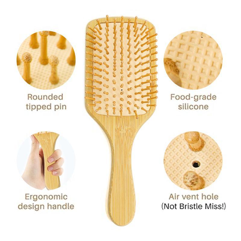 Bamboo Hair Brush Comb Scalp Massage Comb Wavytalk Brush,Wet And Dry Hair Detailing Comb Portable Durable,Hair Care Styling For Women Men