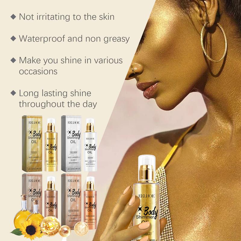 EELHOE Body Glitter Oil Liquid Glitter Highlight Oil Full Body Beach Sexy Glow Oil