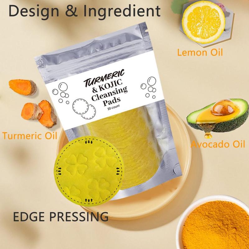 HECMOKS Turmeric Kojic Acid Cleansing Pads - Balances Skin's Oil & Water, Removes Excess Keratin, Deep Cleansing Exfoliating for Clear