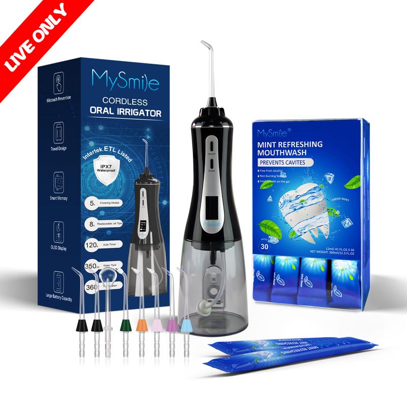 Livestream Special - MySmile Cordless Advanced OLED Water Flosser + Mouthwash Bundle(Result May Vary)