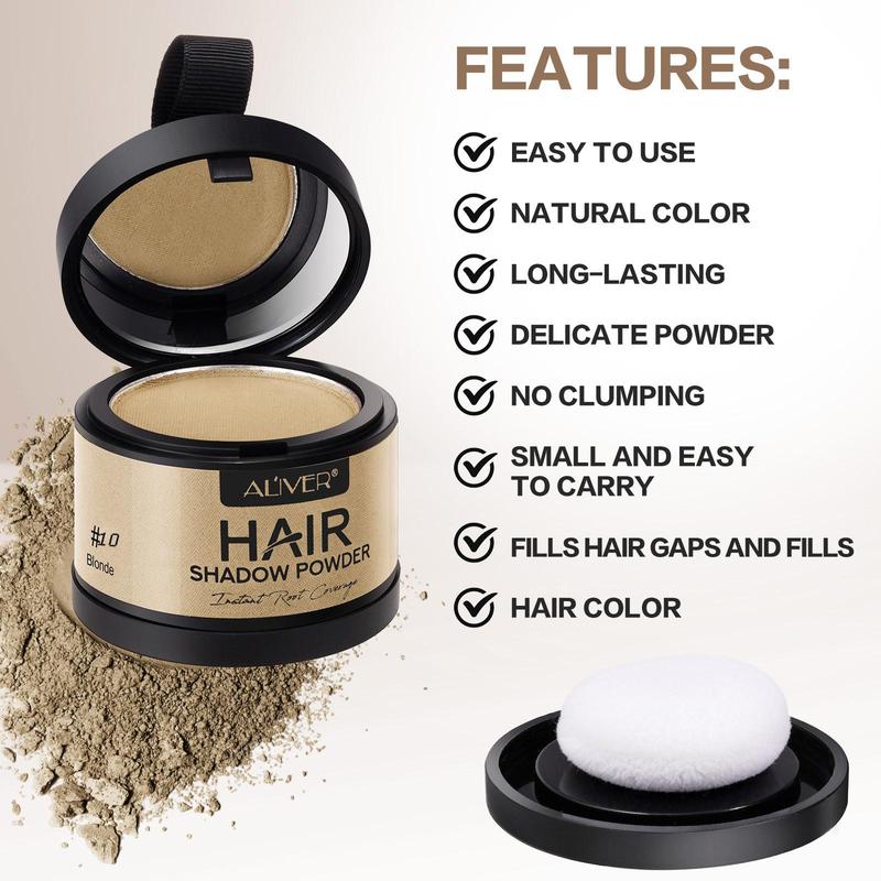 Natural Hairline Powder, Waterproof Hairline Drawing Powder with Mirror & Sponge, Root Touch Up Hair Powder, Suitable for Thinning Hair, Women & Men