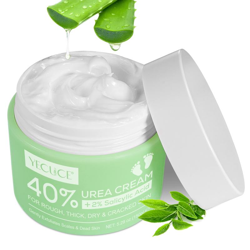 Yecuce Urea Cream 40 Percent For Feet Plus 2% Salicylic Acid 5.29 oz, Urea Cream For Rough, Thick, Dry & Cracked Skin, moisturizer Hyaluronic Acid moisturizer